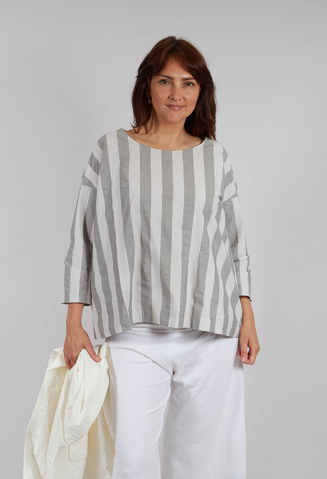 Striped T-Shirt in Light Grey