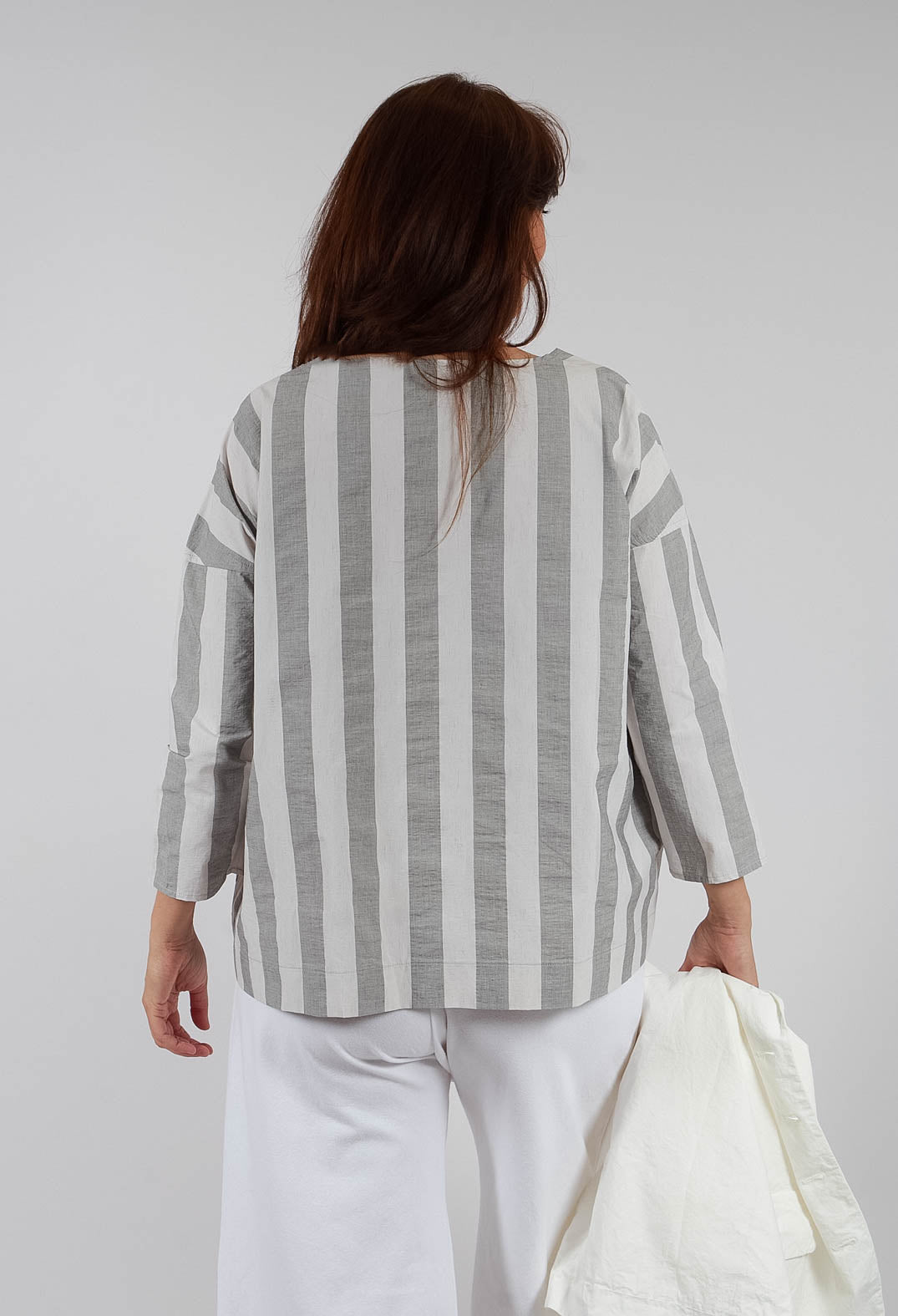 Striped T-Shirt in Light Grey