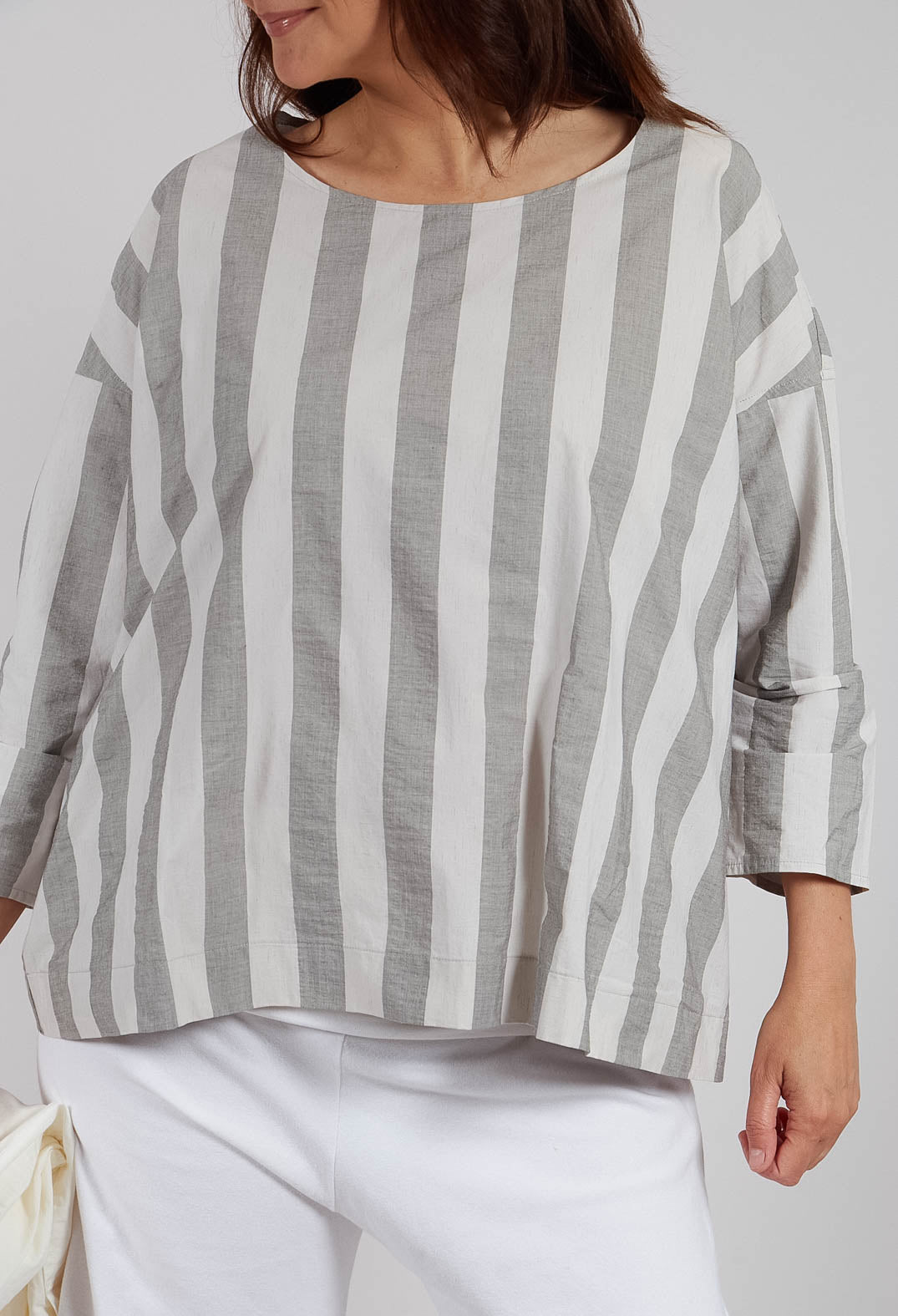 Striped T-Shirt in Light Grey