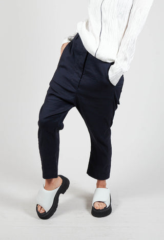 Drop Crotch Trousers in Navy
