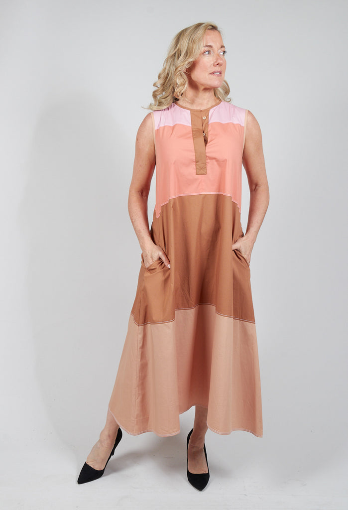 shift dress in light brown with front pockets