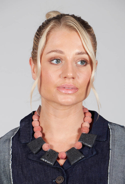 Necklace in Coral and Lava