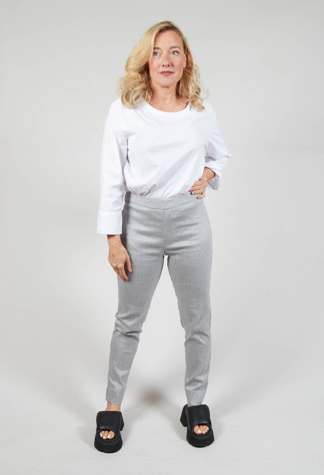 Pinstripe Trousers in Grey