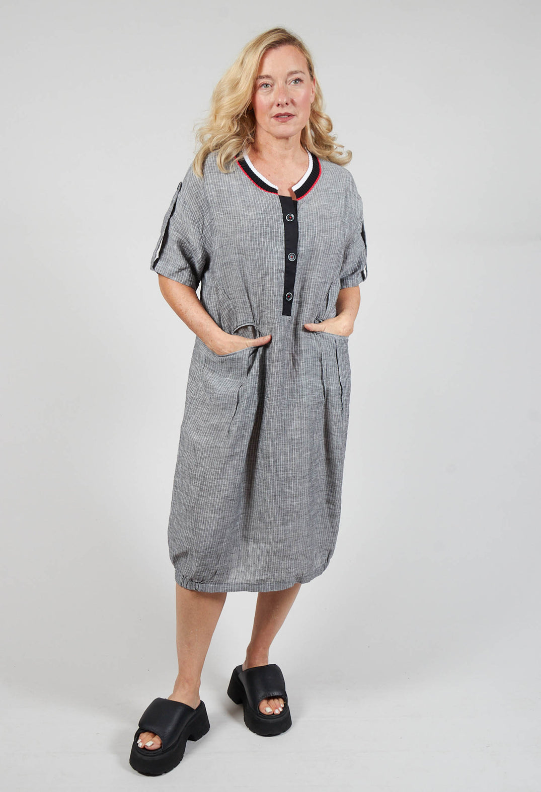 Pinstripe Dress in Grey