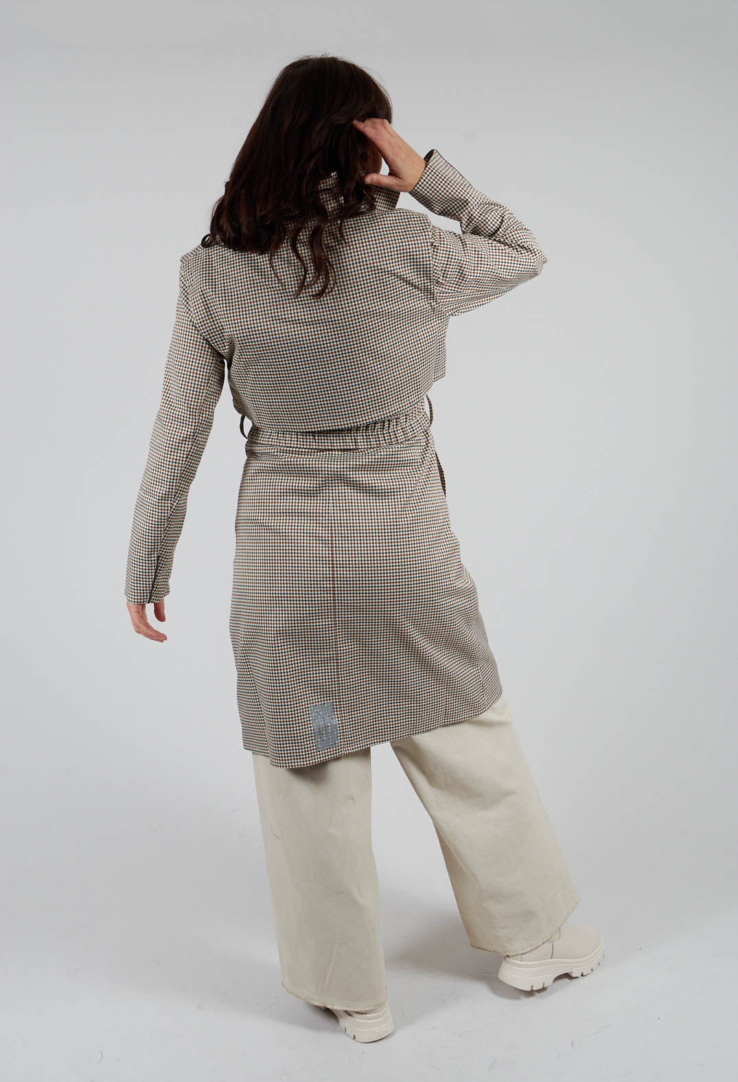 BRGN Skyet Coat in Beige Check | Olivia May
