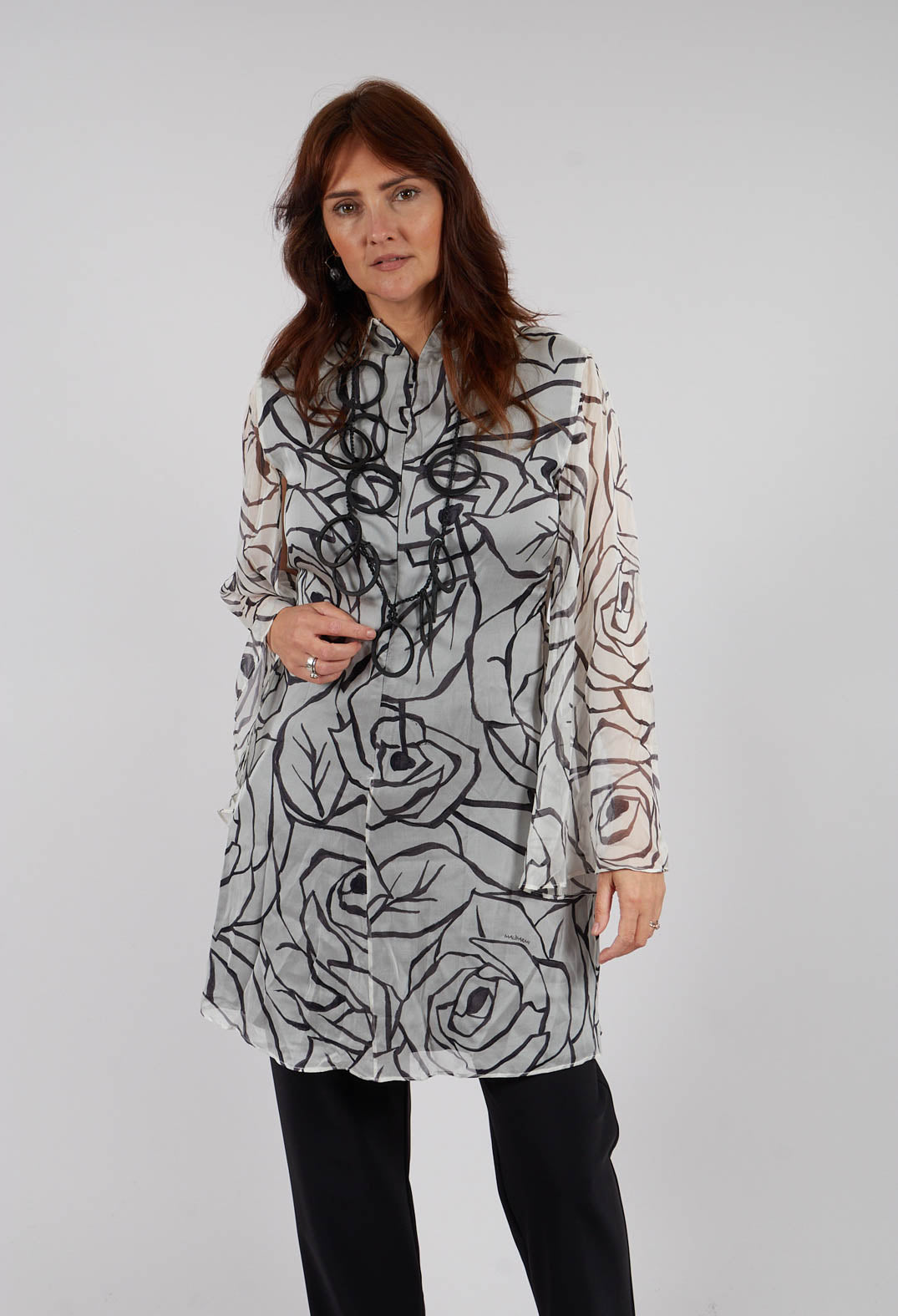 Graphic Dress in Naturale / Nero