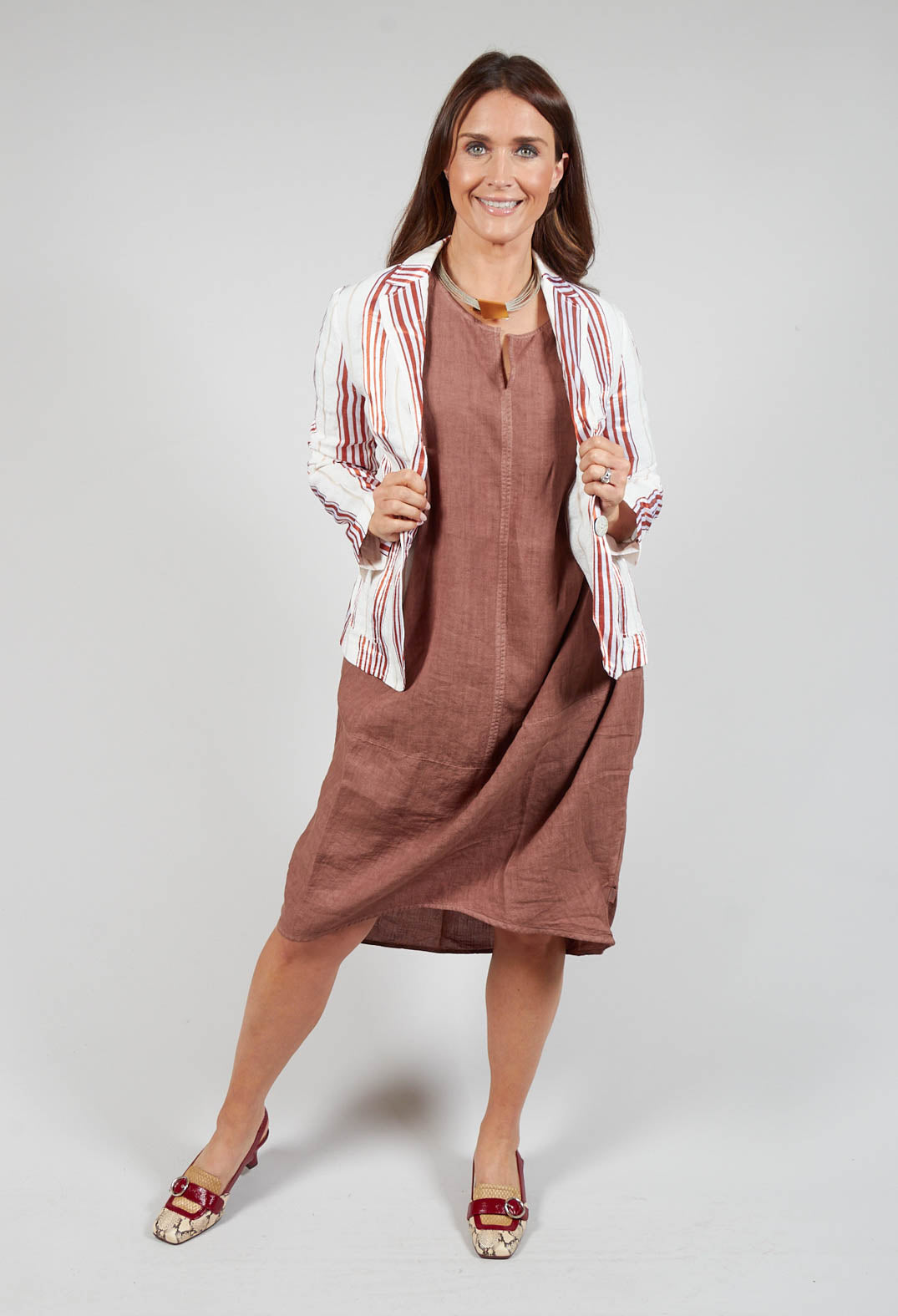 Streaked Summer Jacket in Naturale / Brick
