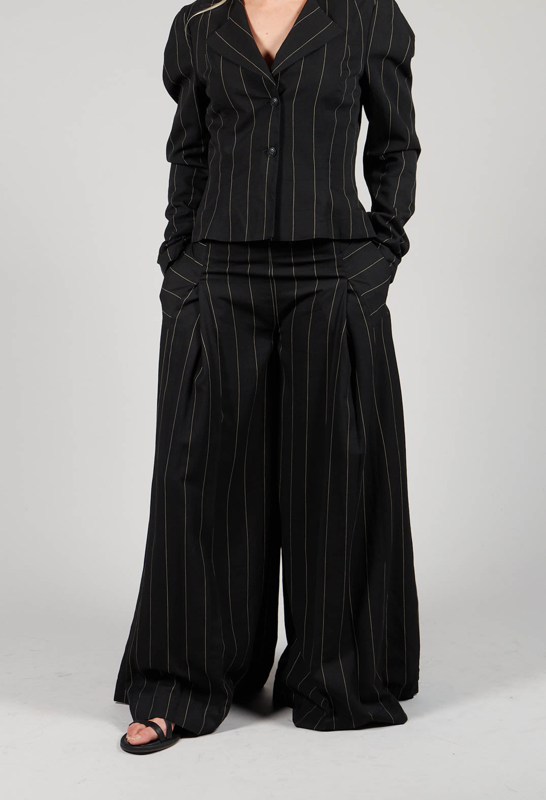 Pinstripe Trousers in Nero