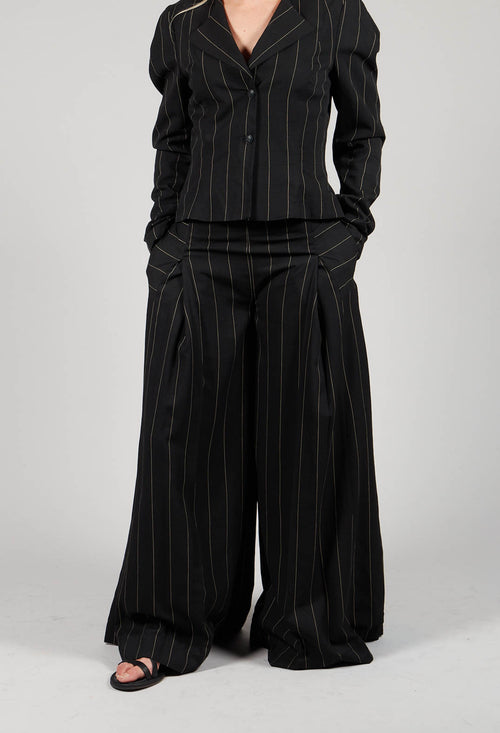 Pinstripe Trousers in Nero