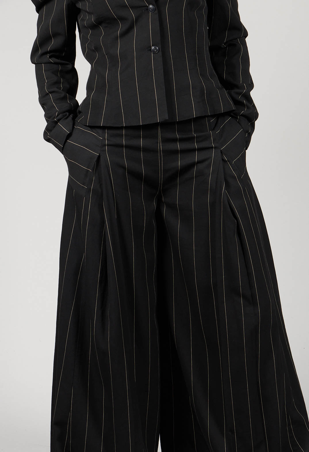 Pinstripe Trousers in Nero