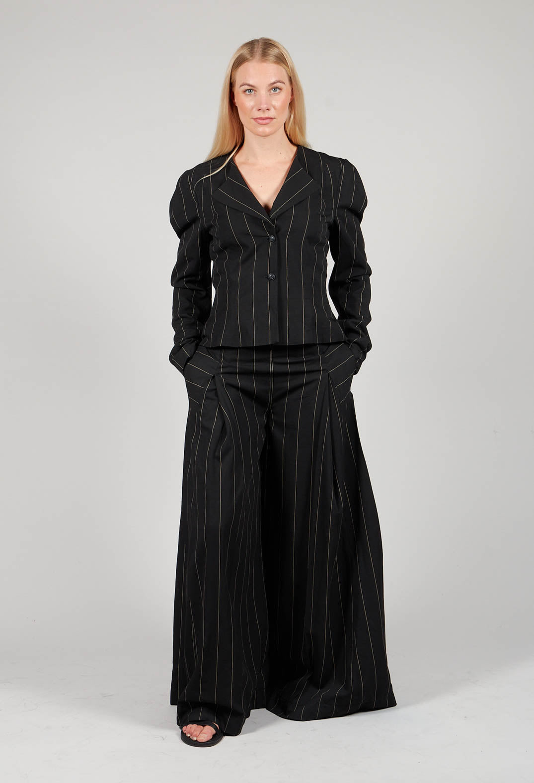 Pinstripe Trousers in Nero