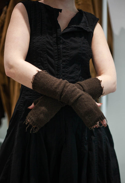 PRE-ORDER - Raw Edge Fingerless Gloves in Black (Pictured in Purple) - 1533109