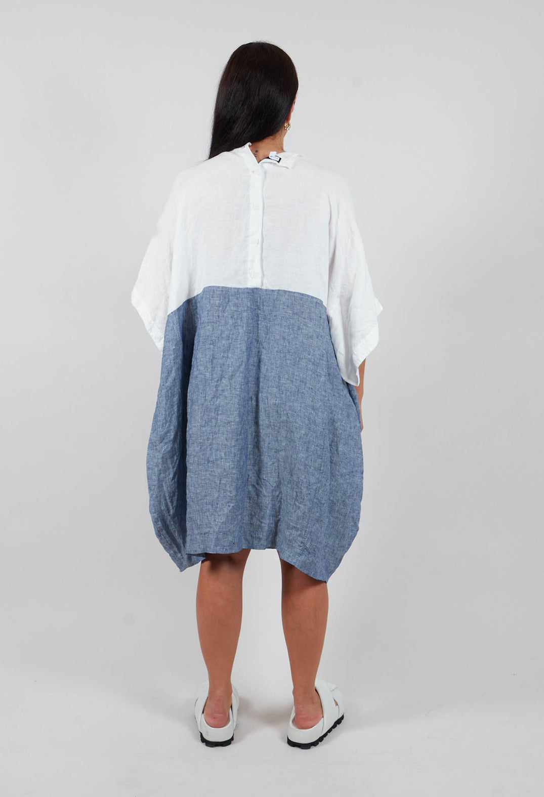 Oversized Dress in White / Blue