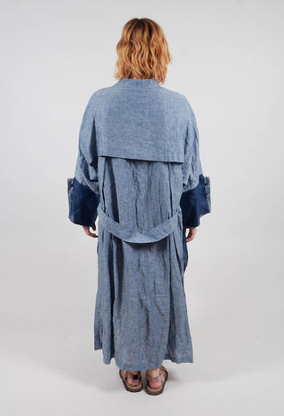 Shirt Dress in White / Blue