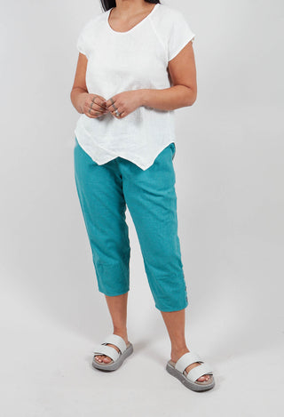 Linen Cropped Pants in Teal