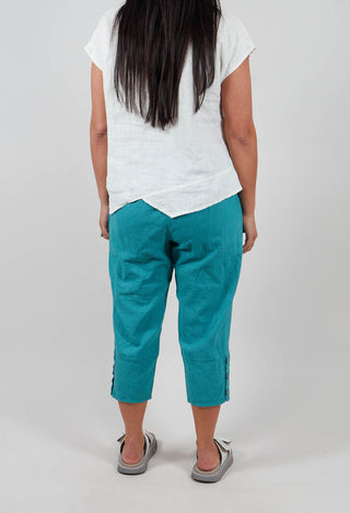 Linen Cropped Pants in Teal