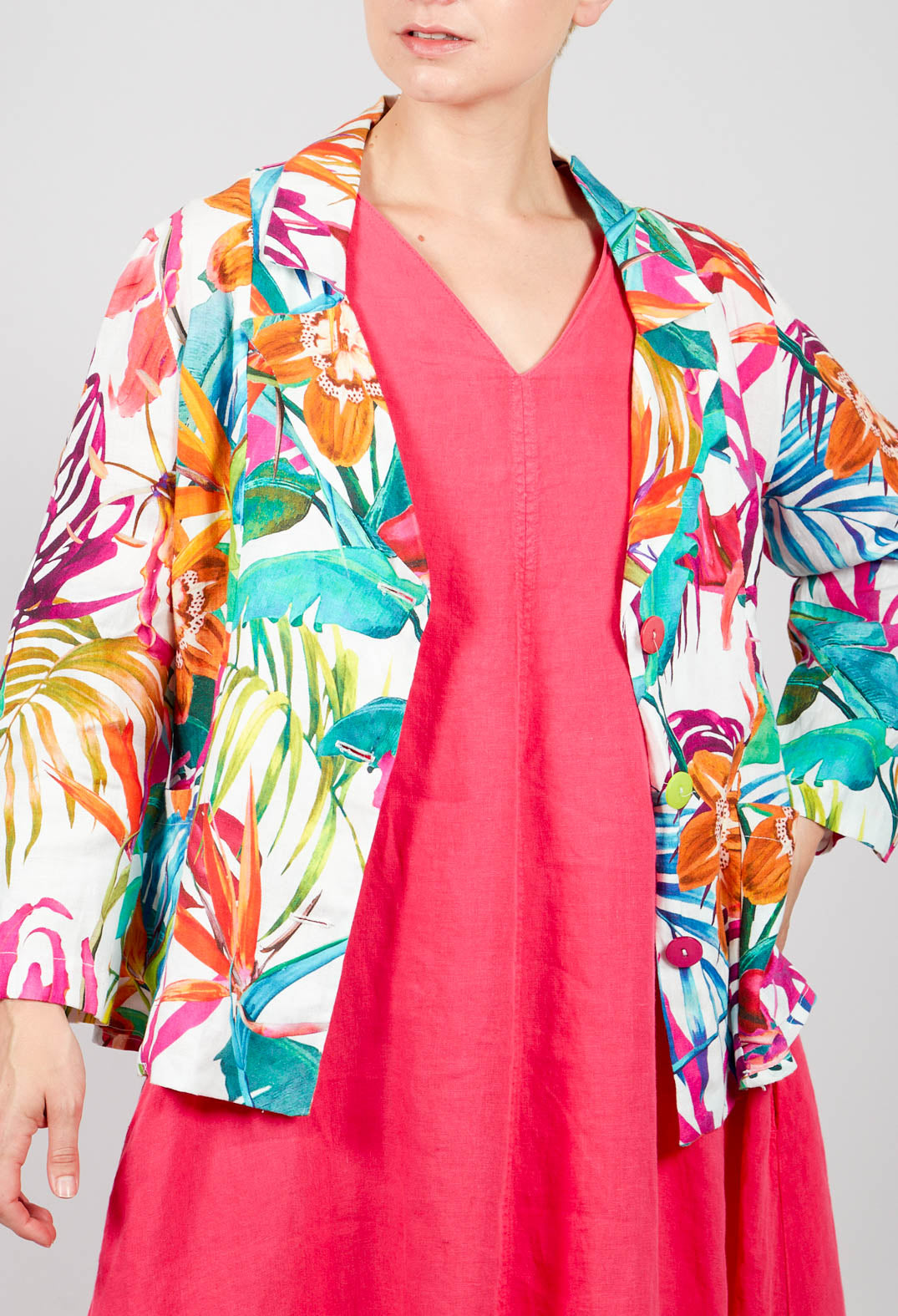 Printed Linen Jacket in Multi