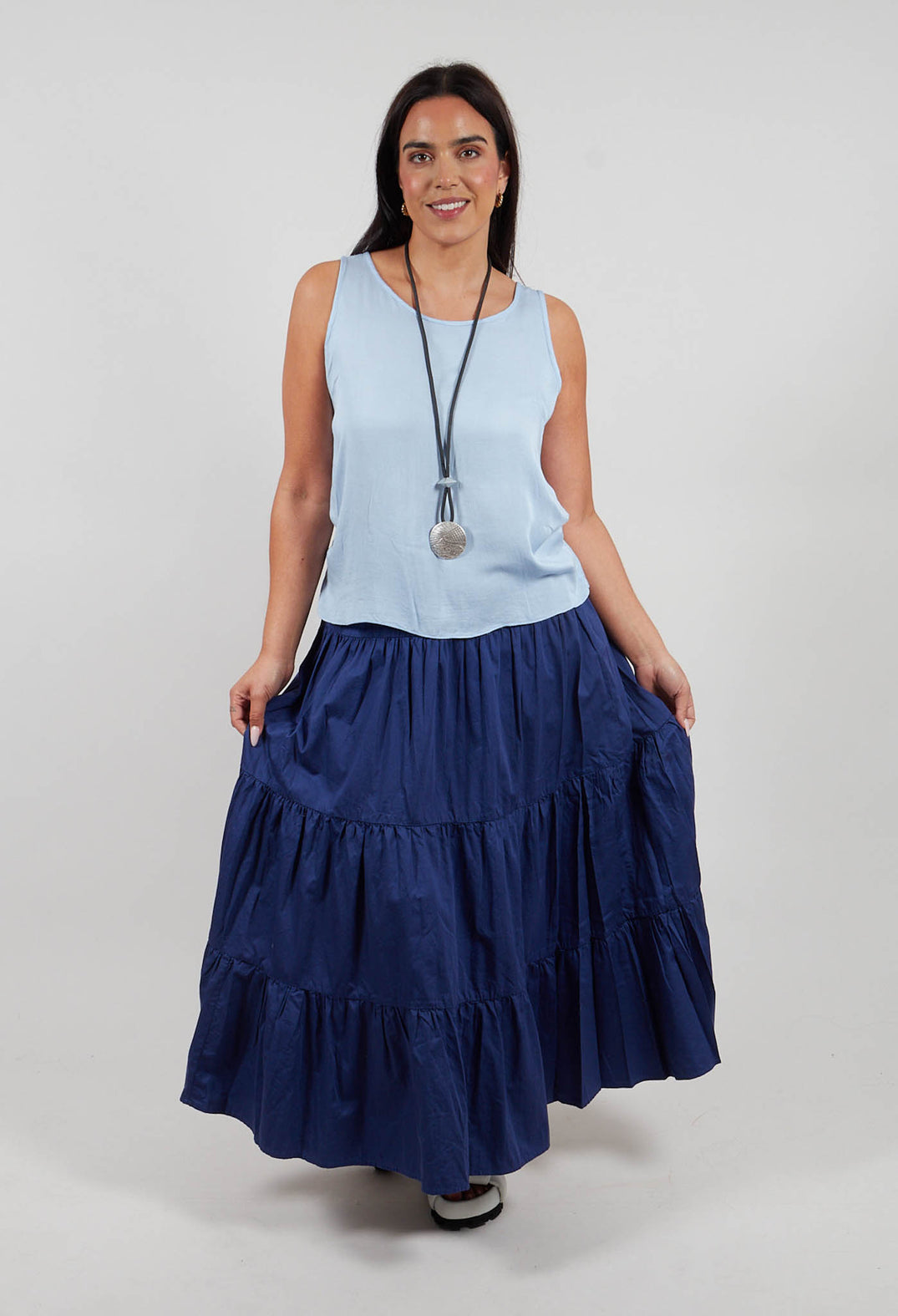 Sharm Maxi Gathered Skirt in Navy