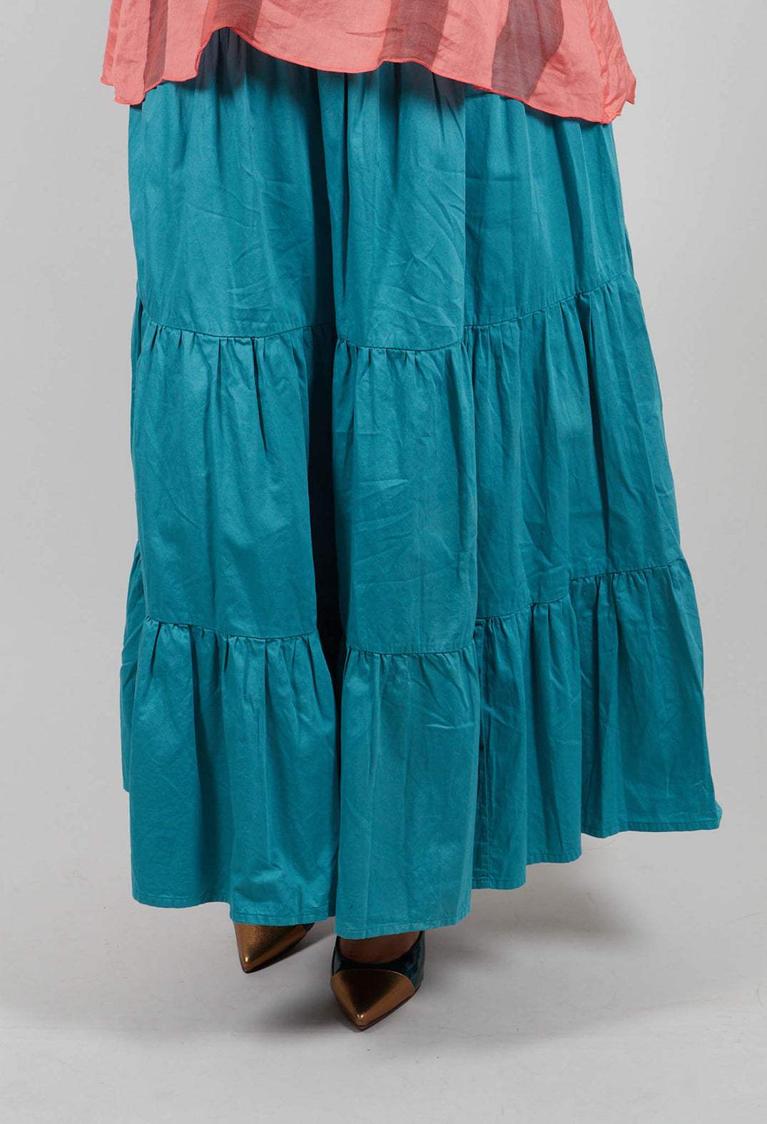 Sharm Maxi Gathered Skirt in Teal