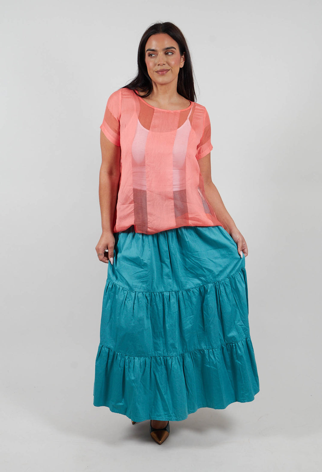 Sharm Maxi Gathered Skirt in Teal