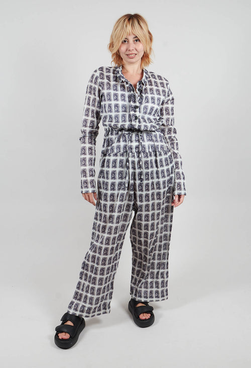 Jumpsuit in Deep Blue Print