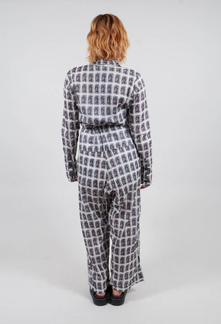Jumpsuit in Deep Blue Print