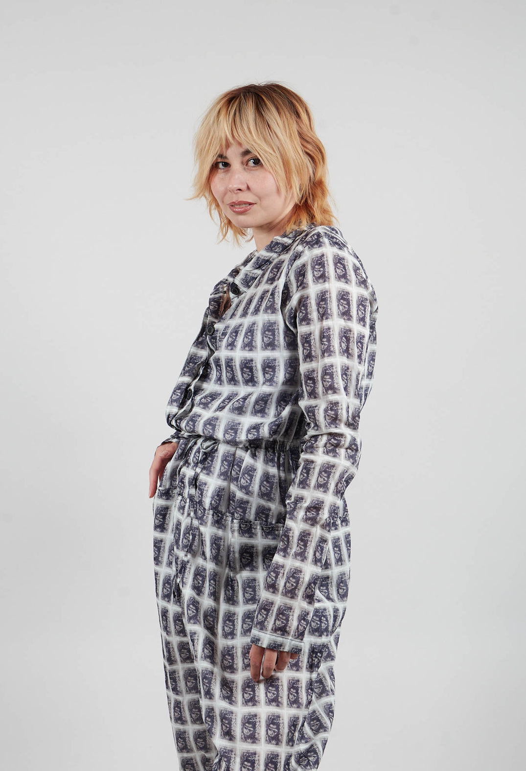 Jumpsuit in Deep Blue Print