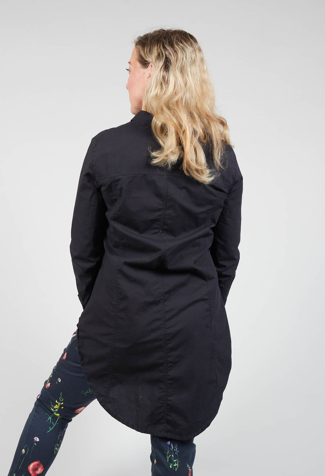 Long Sleeved Shirt with Subtle Print in Black