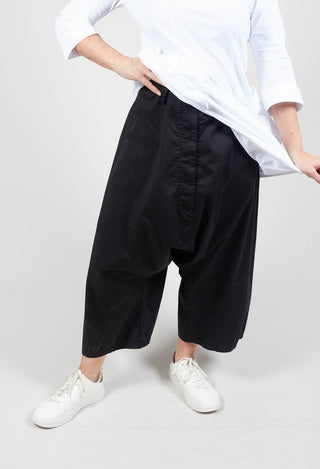 Cropped Drop Crotch Trousers in Black