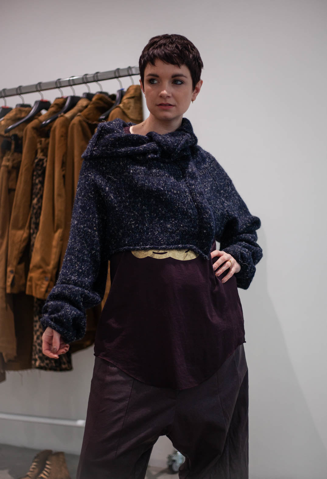 PRE-ORDER - Cropped Jumper in Umbra Melange (Pictured in Black Melange) - 1660701