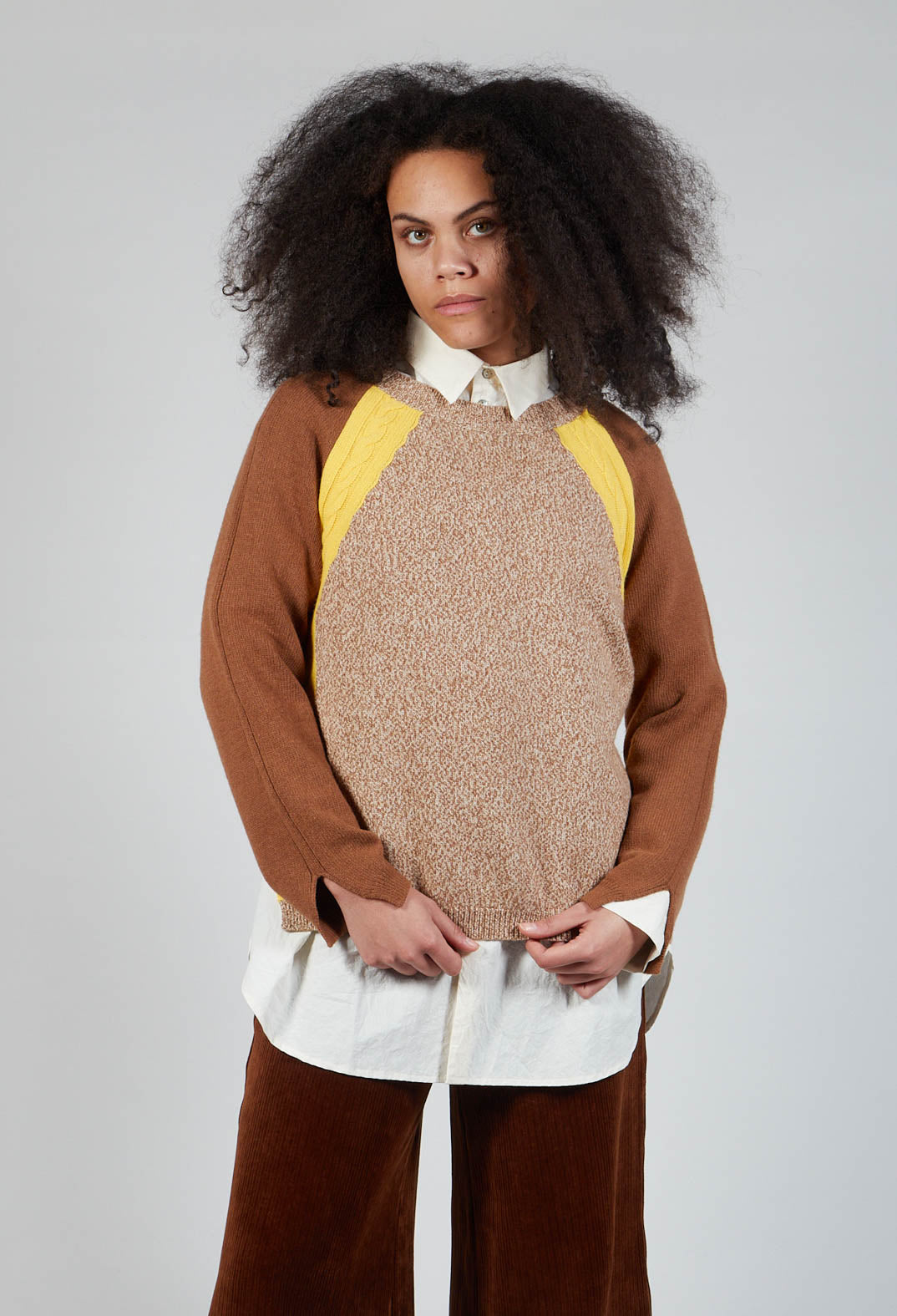 Colourblock Jumper in Brown