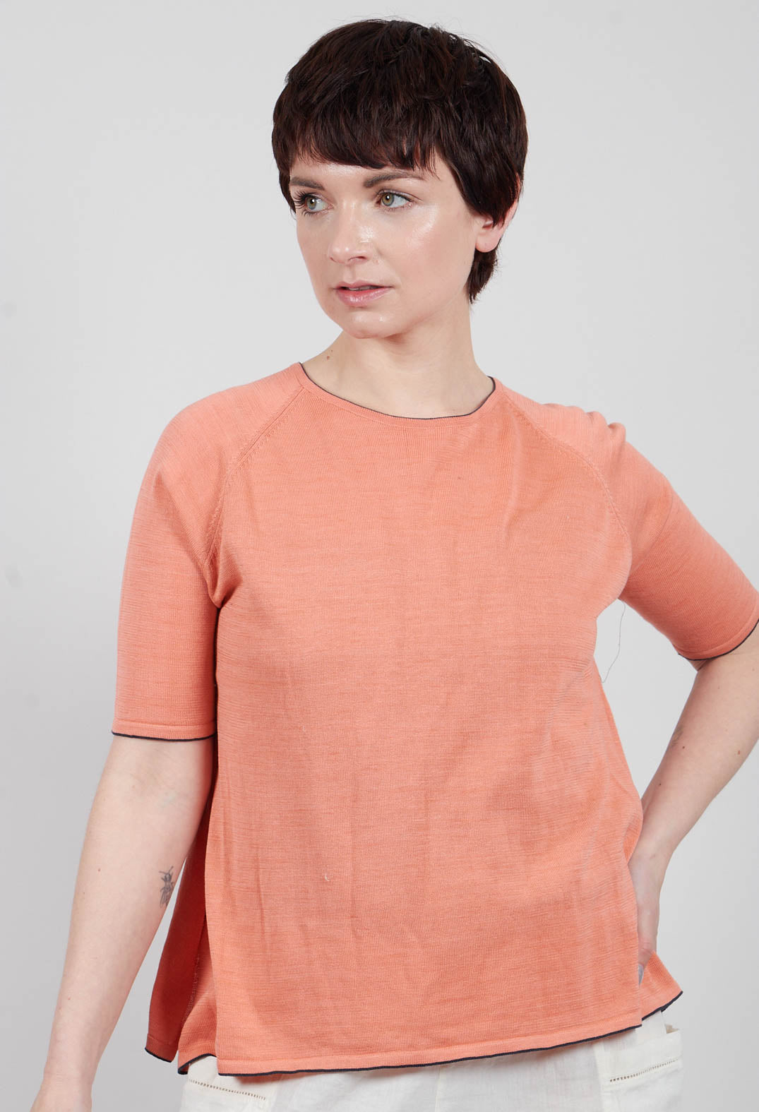Top Key Short Sleeves in Dusty Pink