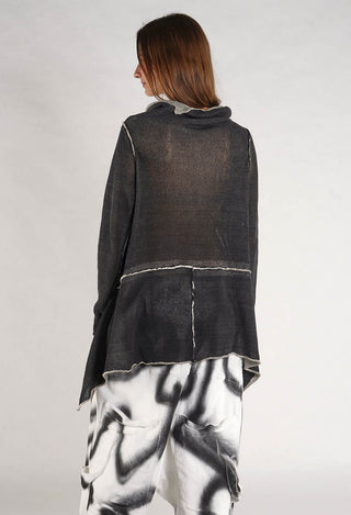 PRE-ORDER - Asymmetric Raw Edge Jumper in Black/Marshmallow - 1720711