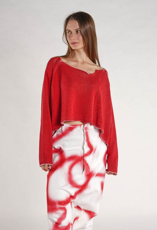 PRE-ORDER - Cropped Oversized Jumper in Navy/Marshmallow - 1720713 (Pictured in Ketchup/Marshmallow)