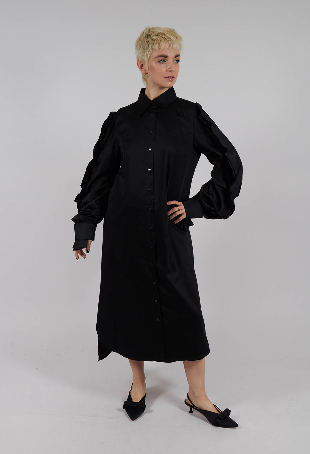 Elea Shirt Dress in Black