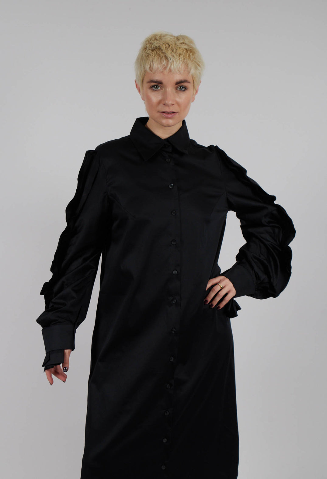 Elea Shirt Dress in Black