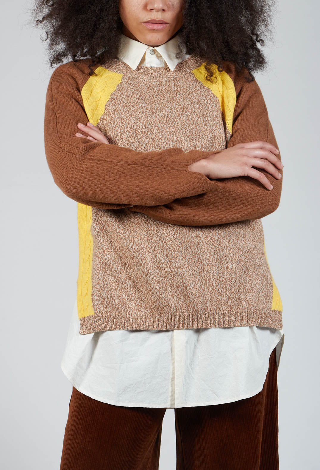 Colourblock Jumper in Brown