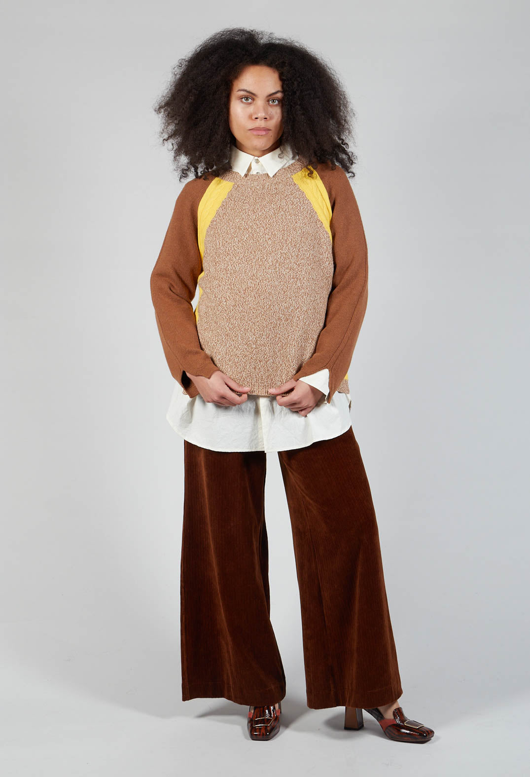 Colourblock Jumper in Brown