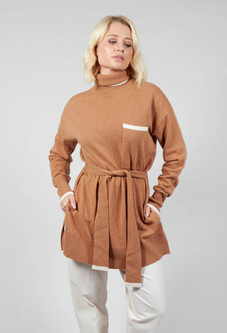 Turtleneck Belted Jumper in Ginger