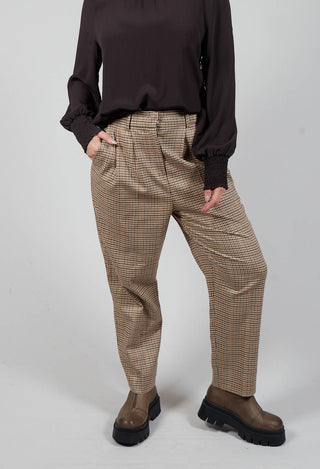 Tailored Dogtooth Trousers in Beige