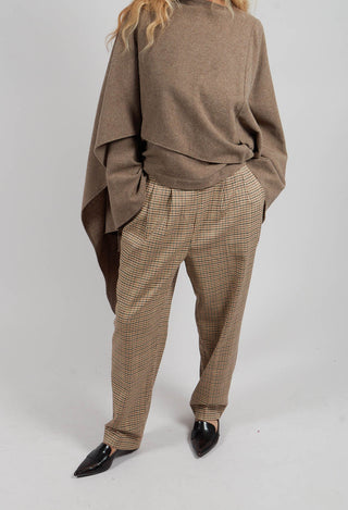 Tailored Dogtooth Trousers in Beige