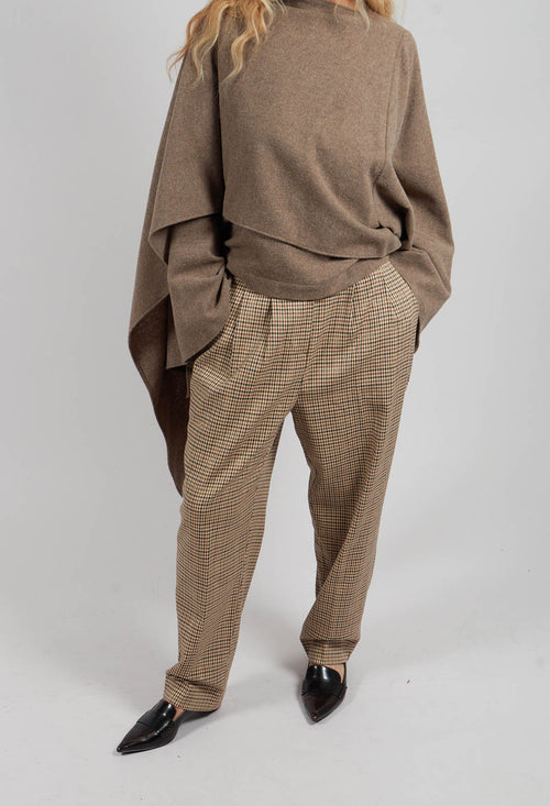 Tailored Dogtooth Trousers in Beige