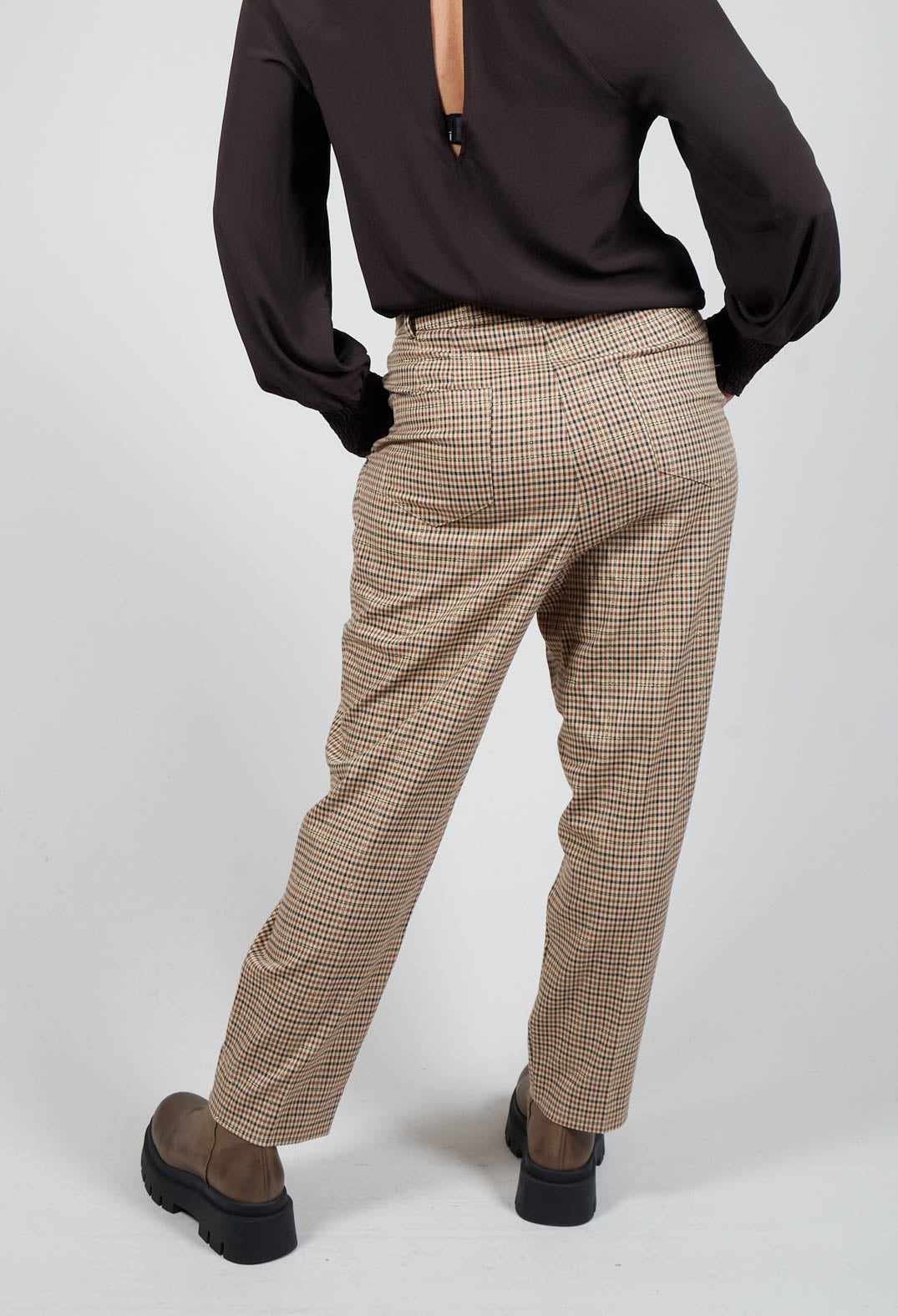 Tailored Dogtooth Trousers in Beige