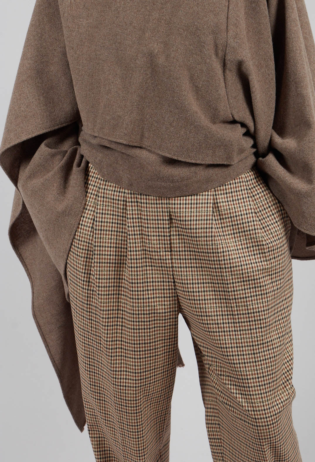 Tailored Dogtooth Trousers in Beige