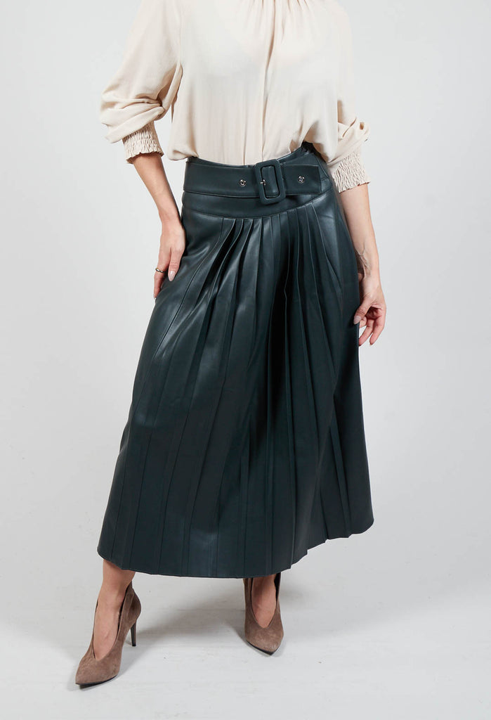 Faux Leather Skirt in Peacock Green