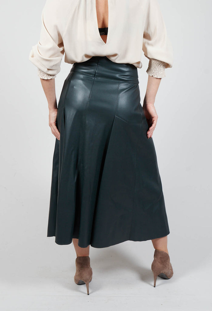 Faux Leather Skirt in Peacock Green