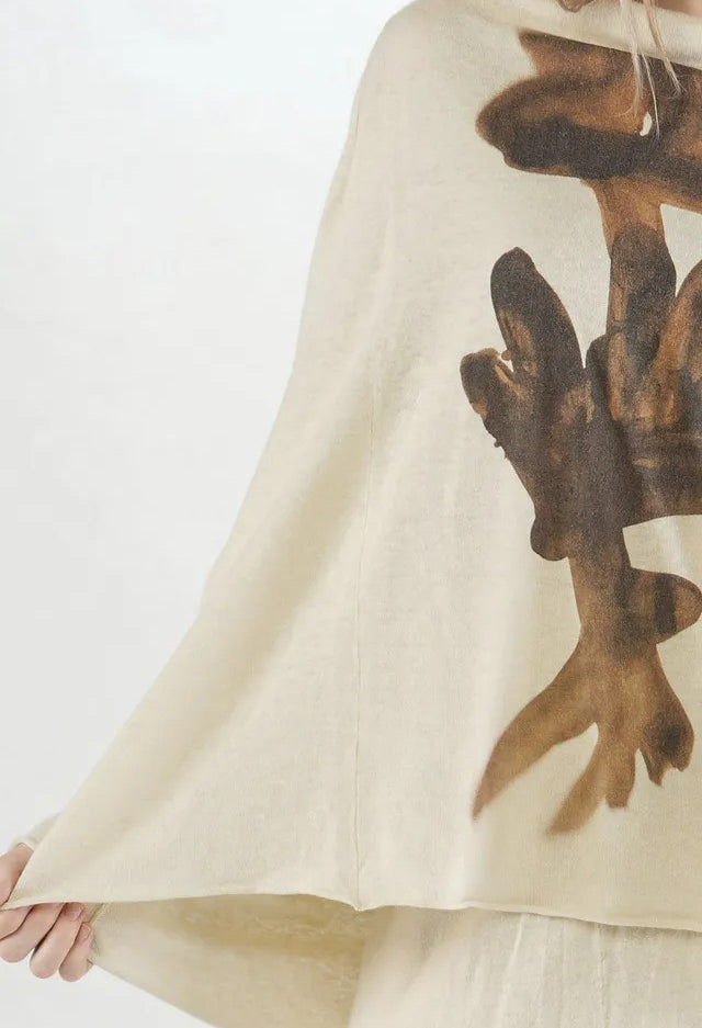 PRE-ORDER - Boat Neck Jumper in Bone Print - 1740702