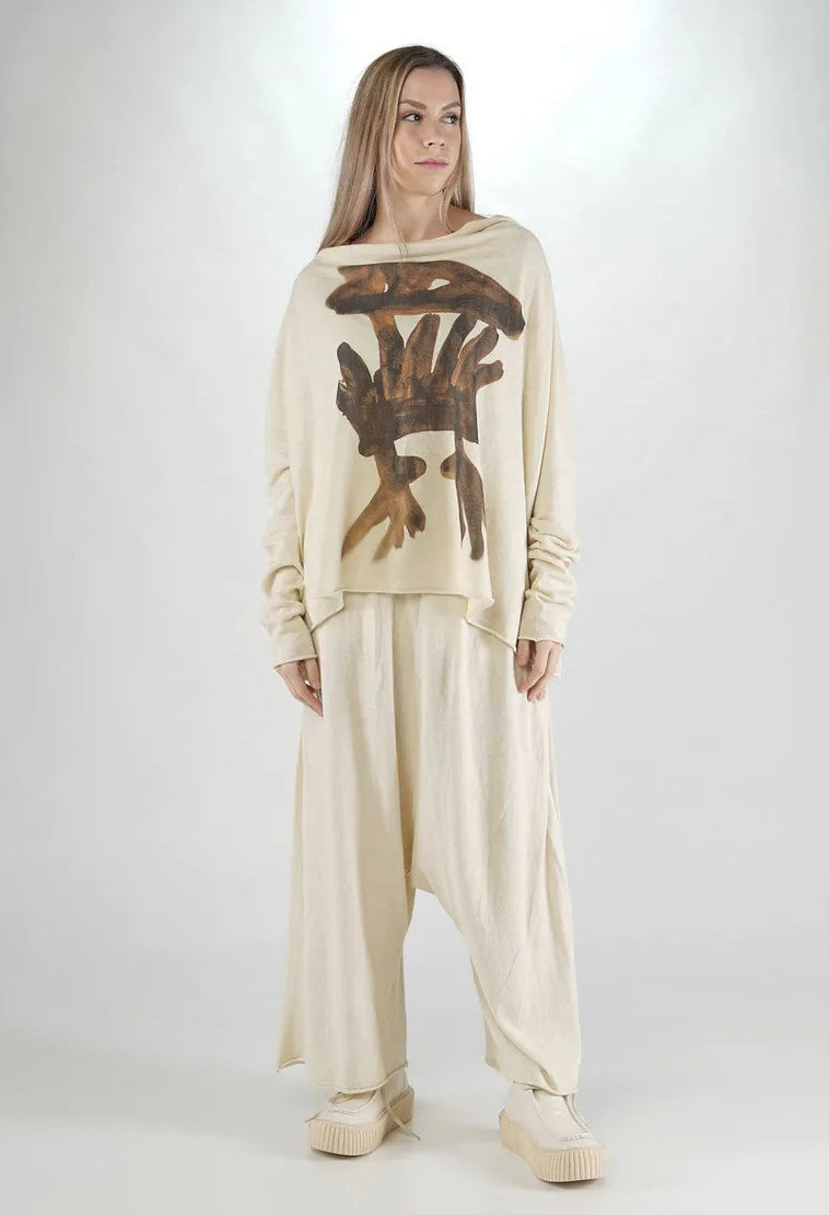 PRE-ORDER - Boat Neck Jumper in Black (Pictured in Bone Prt) - 1740702