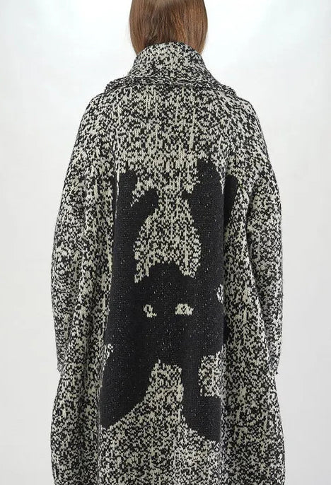 PRE-ORDER - Knitted Coat in Bone Jacquard - 1757201
