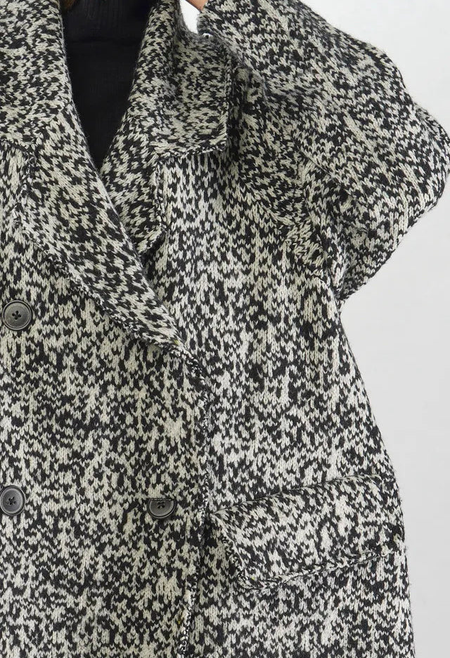 PRE-ORDER - Knitted Coat in Bone Jacquard - 1757201